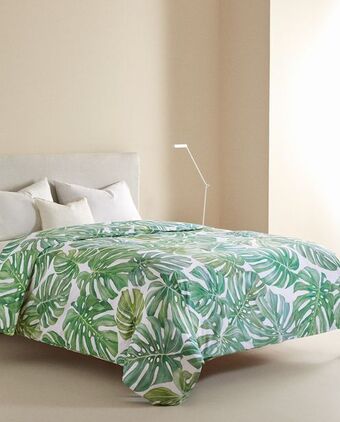 ZARA HOME Capa de edredão estampado folha monstera promoção