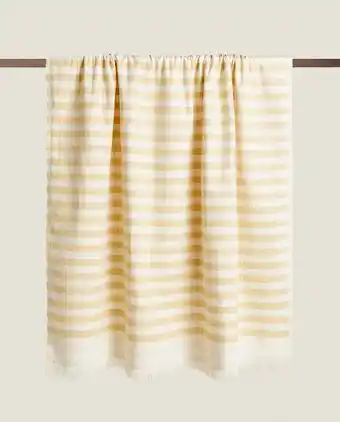 ZARA HOME Manta algodão risca contraste promoção