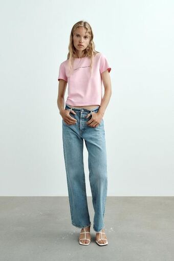 ZARA T-shirt com mensagem promoção