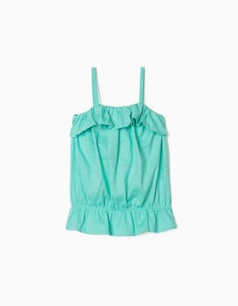 Zippy Top de alças com folhos para menina, verde água promoção