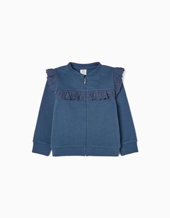 Zippy Casaco de algodão com bordado inglês para menina, azul promoção