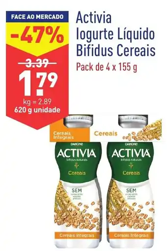 ALDI Activa Iogurte Líquido Bifidus Cereais 620g promoção