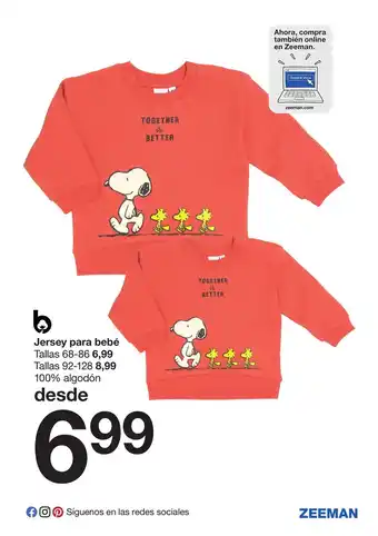 Zeeman Jersey para bebe promoção