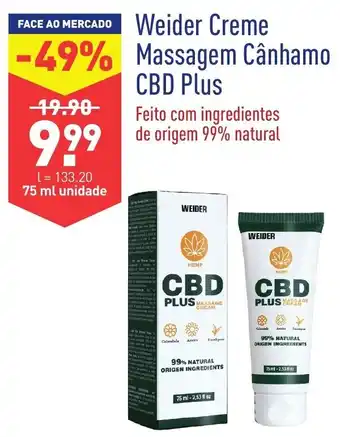 ALDI Weider Creme Massagem Cânhamo CBD Plus 75ml promoção