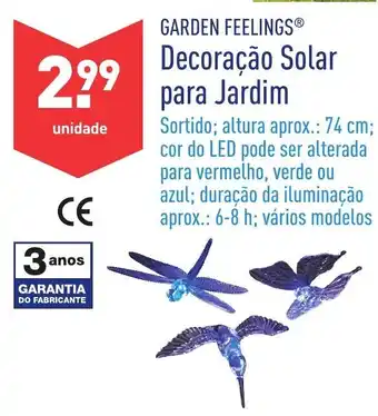 ALDI Garden Feeling Decoração Solar para Jardim 74cm promoção