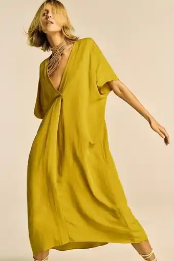 ZARA Vestido túnica com linho promoção