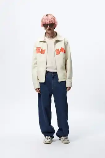 ZARA Casaco efeito pele letras promoção