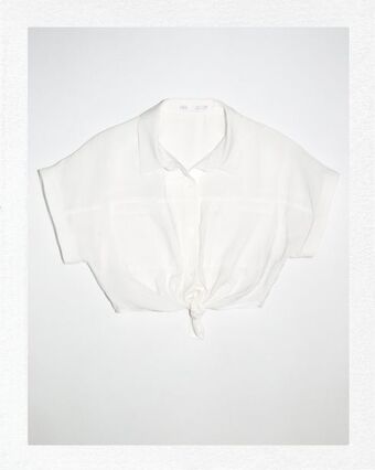 ZARA Camisa fluida nó promoção