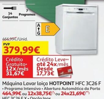 Auchan Maquina lavar loiça hotpoint promoção