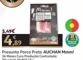 Presunto porco preto auchan 24m cura prod.controlada 70 g