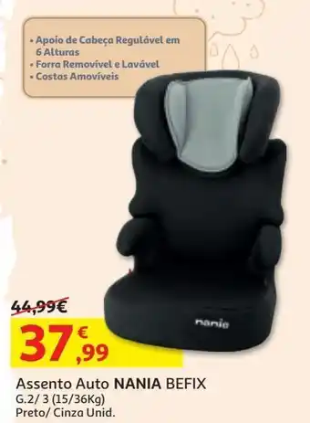Auchan Assento auto nania befix a.g.2/3 (15/36kg) preto/cinza promoção