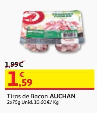 Tiras de bacon auchan 2x75 g