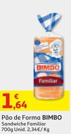 Auchan Pão de forma bimbo sandwiche familiar 700 g promoção
