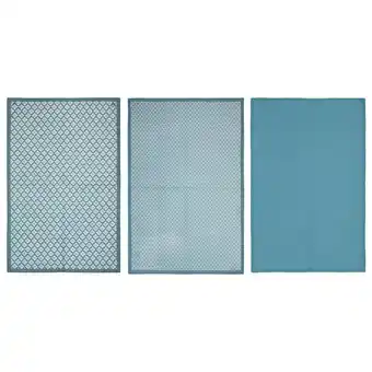 Conjunto de 3 panos de cozinha azul