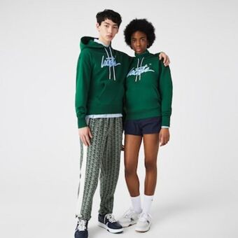 Hoodie de algodão de loose fit lacoste l!ve unissexo