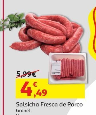 Auchan Salsicha fresca de porco:balcão kg promoção