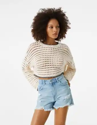 Bershka Calções de ganga com rasgões promoção