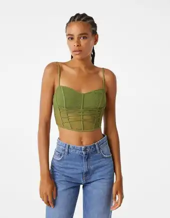 Bershka Top tipo corset com alças de tule promoção