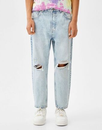 Bershka Jeans loose com rasgões promoção