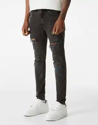 Bershka Jeans skinny fit rasgões salpicos promoção