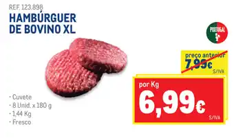 Hambúrguer de Bovino XL 180g