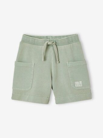 Bermudas em moletão, para menino - verde claro liso com...