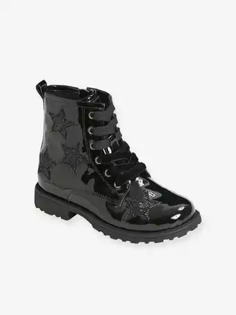 Vertbaudet Botas com atacadores, para menina - preto escuro liso com... promoção