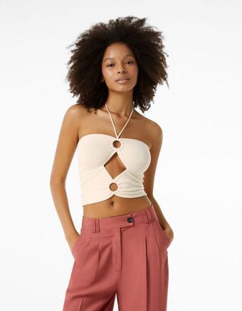 Top decote aro de metal