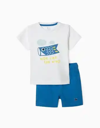Zippy T-shirt + calções para bebé menino 'ride like the wind', branco/azul promoção