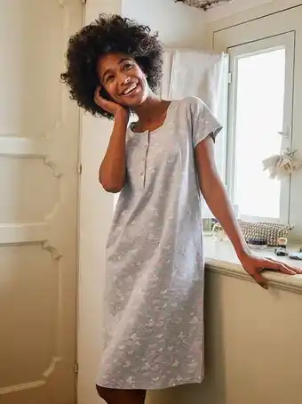 Camisa de noite de maternidade com padrão borboleta cinza - prénatal