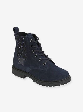 Vertbaudet Botas em pele, com atacadores, fecho e elástico, para... promoção