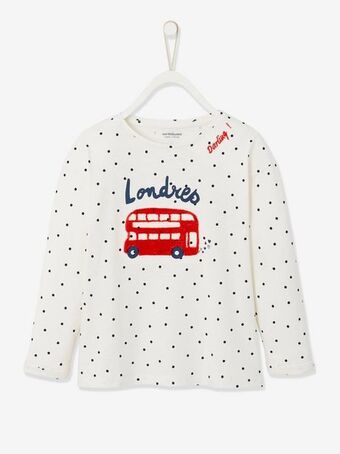 Vertbaudet Camisola com motivo fantasia, para menina - branco medio... promoção