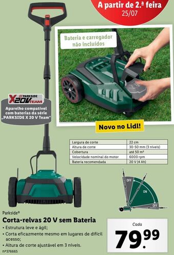 Lidl Cortador de grama à bateria parkside promoção