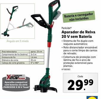 Lidl Cortador de grama à bateria parkside promoção