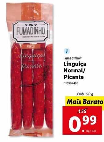 Lidl Linguiça fumadinho promoção
