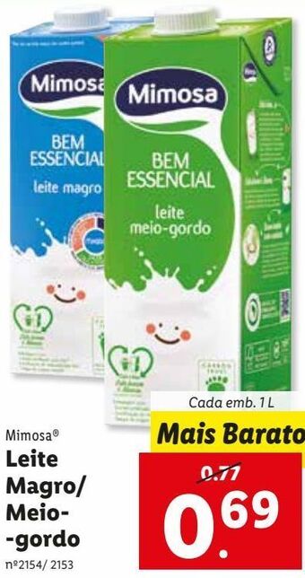 Lidl Leite mimosa promoção