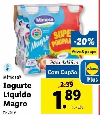 Lidl Iogurte desnatado mimosa promoção