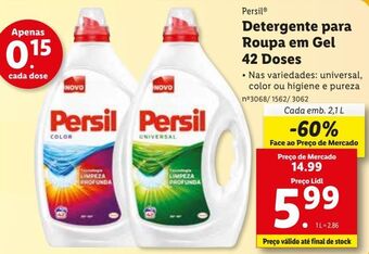 Lidl Detergente gel persil promoção