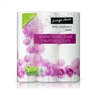 Pingo Doce Papel higiénico 4 folhas ecolabel pingo doce - 12 rolos promoção