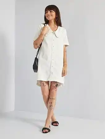 Vestido-camisa com gola em ganga