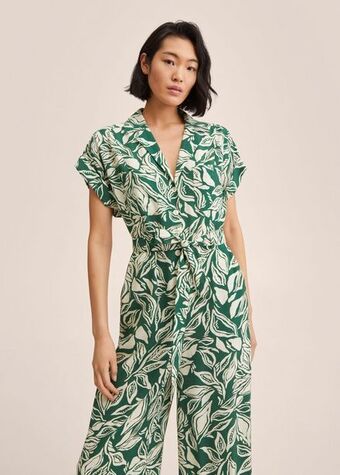 Mango Macacão com cinto estampado promoção