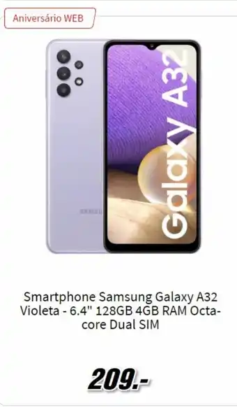 MediaMarkt Smartphone Samsung Galaxy A32 Violeta 6.4" 128GB 4GB RAM Octa Core Dual Sim promoção