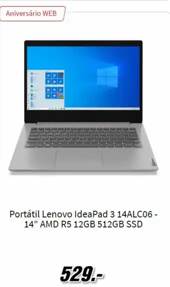 MediaMarkt Portatil Lenovo IdeaPad 3 14AlC06 14" AMD promoção