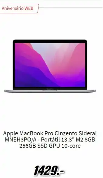 MediaMarkt Apple Macbook Pro Cinzento Sideral Portatil 13.3" promoção