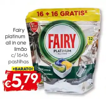 Bolama Fairy Platinum All in One Limao c/16+16 pastilhas promoção