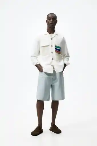 ZARA Camisa larga combinada croché promoção