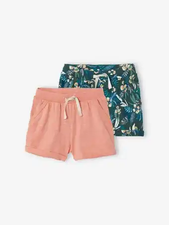 Lote de 2 calções em jersey, para menina - rosa claro...