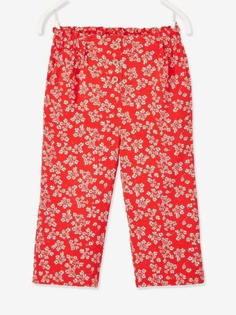Vertbaudet Calças curtas fluidas, estampado às flores, para menina -... promoção