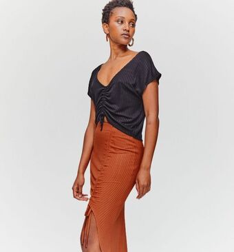 Promod Rib jersey midi skirt promoção