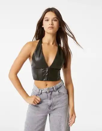 Bershka Top de efeito pele tipo corset promoção